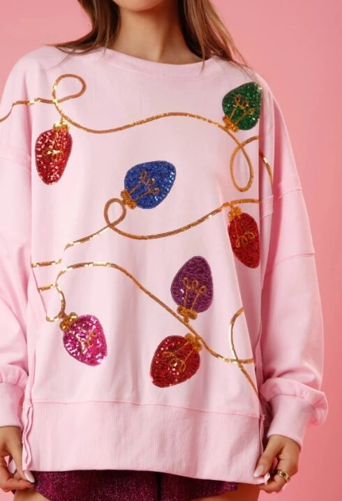 Vianočný flitrovaný pulóver s dlhým rukávom pre ženy, nový jesenný a zimný dámsky anime vzor s voľným okrúhlym výstrihom 2023