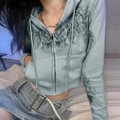 hirigin Harajuku grafická potlač skrátené mikiny E-girl Dark Academia Y2K Vintage zipsová mikina jesenná jarná kabát s dlhým rukávom