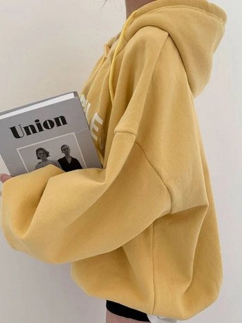 Γυναικείες φούτερ Kpop Loose με κουκούλα πουλόβερ με μισό φερμουάρ Μακρυμάνικο Ζευγάρι Top Harajuku Vintage Letter με κουκούλα