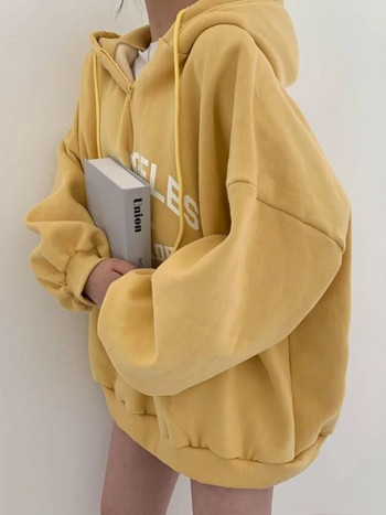 Γυναικείες φούτερ Kpop Loose με κουκούλα πουλόβερ με μισό φερμουάρ Μακρυμάνικο Ζευγάρι Top Harajuku Vintage Letter με κουκούλα