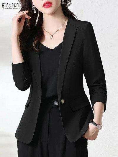 ZANZEA Moda de toamnă OL Jachete de lucru pentru femeie cu mânecă lungă Blazer cu nasturi pentru femeie, elegantă, pentru petrecere, haine casual, supradimensionate