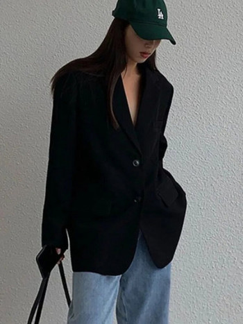 RDMQ 23 черни блейзъри дамски темперамент модни дамски бизнес облекла широки прости ежедневни офис универсални основни есенни шик