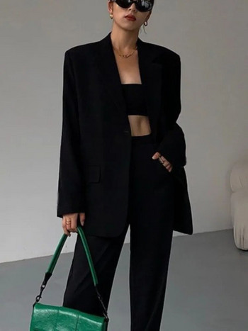 RDMQ 23 Μαύρα μπλέιζερ Γυναικεία ιδιοσυγκρασία Μόδα Γυναικεία Επαγγελματικά ρούχα Φαρδύ απλό, καθημερινό γραφείο All-match Basic φθινοπωρινό κομψό
