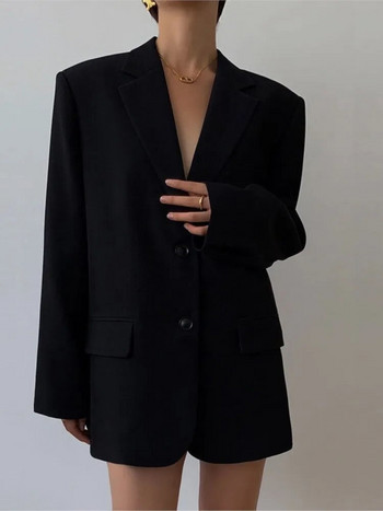 RDMQ 23 Μαύρα μπλέιζερ Γυναικεία ιδιοσυγκρασία Μόδα Γυναικεία Επαγγελματικά ρούχα Φαρδύ απλό, καθημερινό γραφείο All-match Basic φθινοπωρινό κομψό