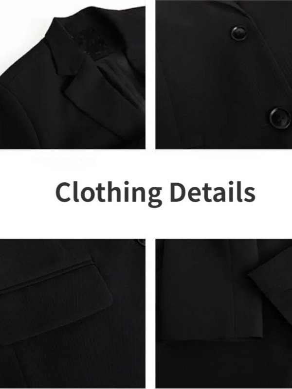 RDMQ 23 Čierne saká Dámske Temperamentné Módne Dámske Obchodné Oblečenie Vrecovité Jednoduché Ležérne Kancelárske Univerzálne Základné Jesenné Šik