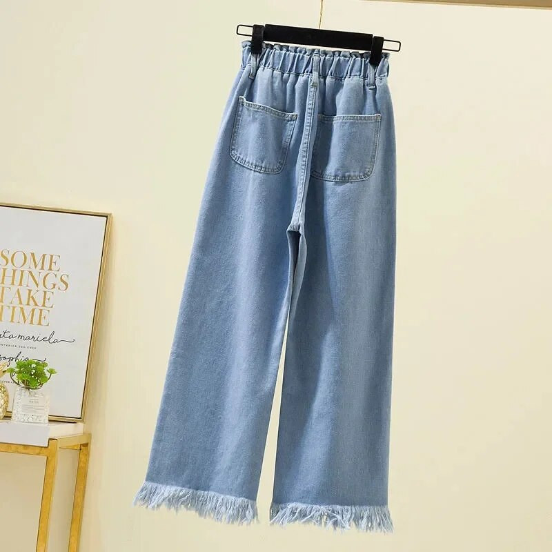 Blugi supradimensionați cu talie înaltă Pantaloni largi pentru femei Pantaloni largi din denim Pantaloni asortați până la gleznă, primăvară vară, blugi pentru femei
