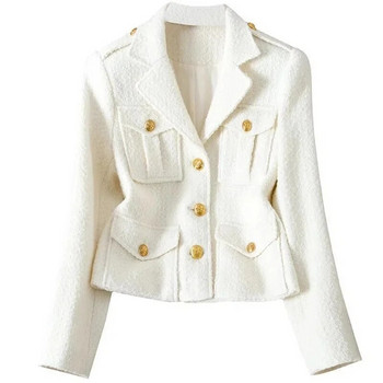 Γυναικεία blazers Άνοιξη φθινόπωρο 2023 Νέο μικρό άρωμα γυναικείο κοστούμι τουίντ casual λεπτή επένδυση Vintage πανωφόρι μπλέιζερ Γυναικεία μπλουζάκια
