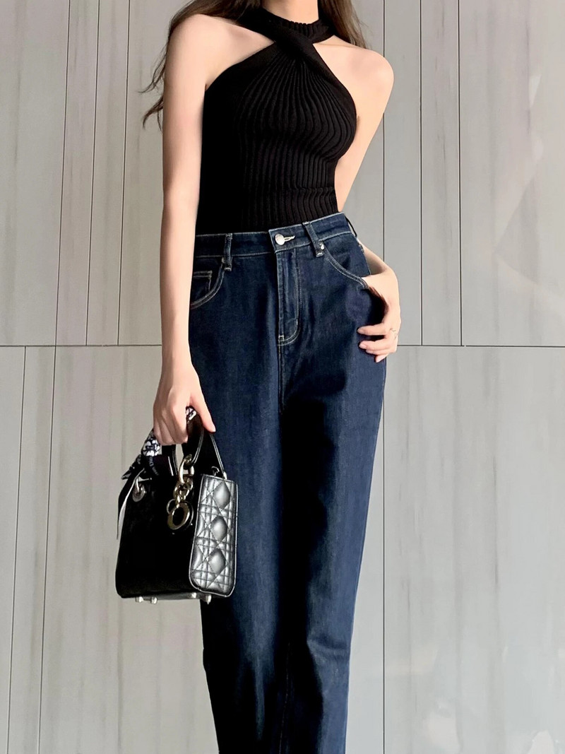 DÁMSKE ROVNÉ DŽÍNSY S KUČERVENÝM OKRAJEM "BAGUETTE" S DEVÄŤPOINTOM, MÓDA 2000 ROVNÉ DŽÍNSY - FORGUNRO