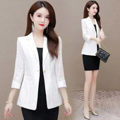 2023, noua moda coreeana, primavara vara, sacouri pentru femei, maneci 3/4, imprimare lejer, paltoane casual, jachetă pentru femeie, îmbrăcăminte, topuri 5XL