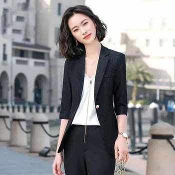 2023 Νέα Κορεάτικη Μόδα Άνοιξη Καλοκαίρι Γυναικεία Μπλέιζερ 3/4 με μανίκια με φαρδιά στάμπα Casual παλτό Κοστούμι γυναικείο μπουφάν πανωφόρι 5XL