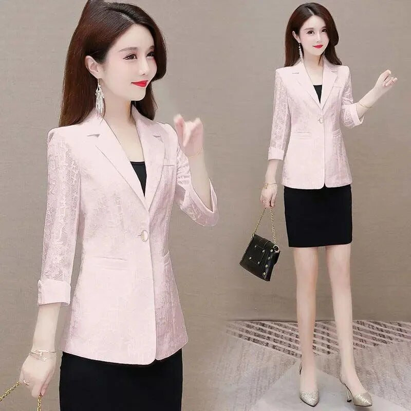 2023, noua moda coreeana, primavara vara, sacouri pentru femei, maneci 3/4, imprimare lejer, paltoane casual, jachetă pentru femeie, îmbrăcăminte, topuri 5XL