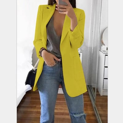 Dámske úzke saká 2021, jesenný oblek, sako, dámsky pracovný oblek, čierny s vreckami, biznis, vrúbkovaný sako