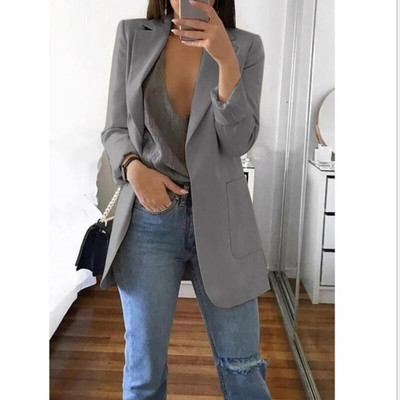 Dámske úzke saká 2021, jesenný oblek, sako, dámsky pracovný oblek, čierny s vreckami, biznis, vrúbkovaný sako