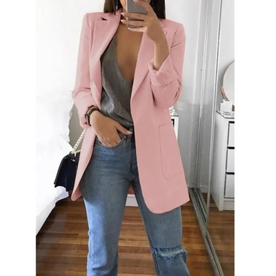 Dámske úzke saká 2021, jesenný oblek, sako, dámsky pracovný oblek, čierny s vreckami, biznis, vrúbkovaný sako