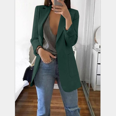 Dámske úzke saká 2021, jesenný oblek, sako, dámsky pracovný oblek, čierny s vreckami, biznis, vrúbkovaný sako