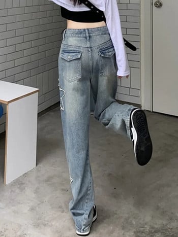 Weekeep y2k Star Patchwork Jeans Дамски Streetwear Прави дънкови панталони Cargo с ниска талия Baggy Harajuku Vintage Casual Jean 90-те