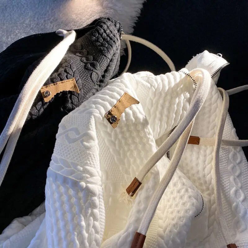 Noua jachetă Waffle Hanorac cu fermoar Jachetă japoneză Ins Primăvara Toamnă Hanorac supradimensionat Îmbrăcăminte de culoare pură Stil liber