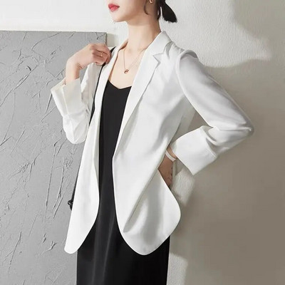 Blazer femei vară solid elegant stil coreean lejer cu mânecă lungă ocazional îmbrăcăminte din șifon subțire 2021 Cool Ins Streetwear îmbrăcăminte