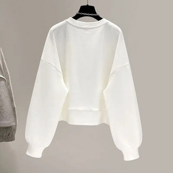 Φθινοπωρινά καινούργια κοντό μπλουζάκια με λαιμόκοψη Γυναικεία casual μακρυμάνικη μπλούζα 2023 Κορεατικά φαρδιά μπάλωμα με φερμουάρ σε θέσεις με πουλόβερ Τάσεις