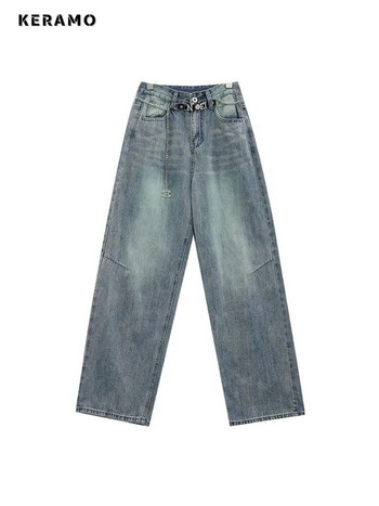 Γυναικείο Y2K Harajuku High Waist Vintage Loose Jeans Παντελόνι American Retro Streetwear Wide Leg Baggy Tie Dye Denim Παντελόνι