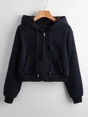 Hanorace decupate de toamnă iarnă pentru femei, ocazional, cu mânecă lungă, cămașă cu fermoar, hanorac cu glugă, sudadere