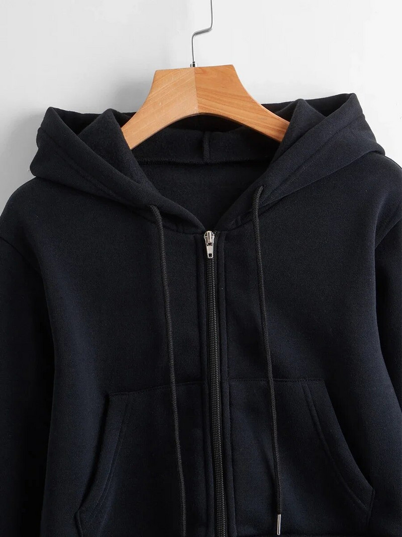 Hanorace decupate de toamnă iarnă pentru femei, ocazional, cu mânecă lungă, cămașă cu fermoar, hanorac cu glugă, sudadere