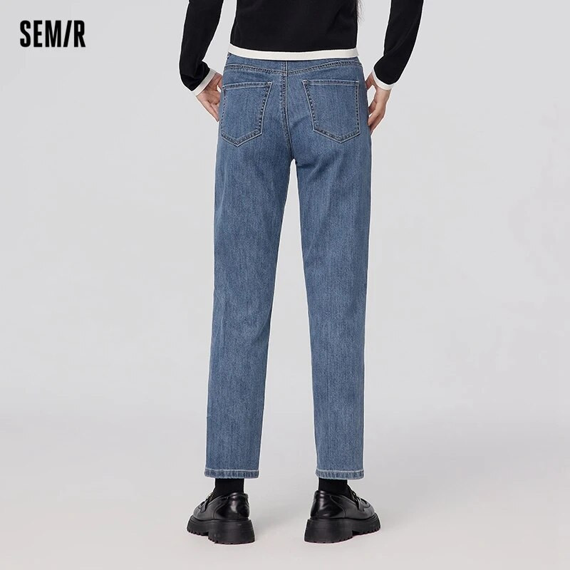 Dámske džínsy Semir 2024 s vysokým pásom, ktoré ukazujú výšku a dĺžku nohavíc, ležérne jarné dievčenské zúžené nohavice Senro Denim Versatile