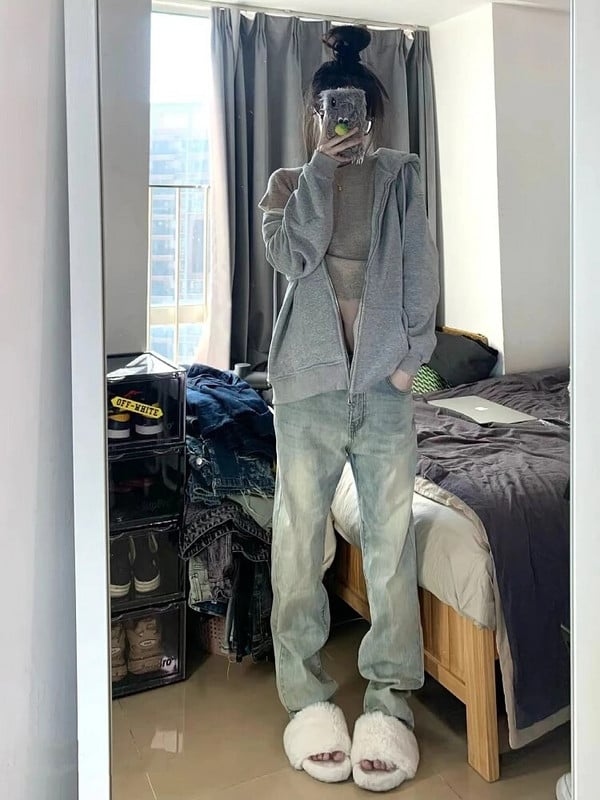 Woman Aesthetics Jeans Cute Core Denim Cyber παντελόνι Νέα τάση Old Money Style BF All-match Streetwear Simple Straight Leg Tie-dye