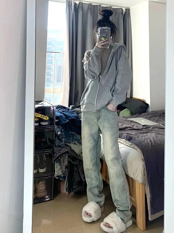 Woman Aesthetics Jeans Cute Core Denim Cyber παντελόνι Νέα τάση Old Money Style BF All-match Streetwear Simple Straight Leg Tie-dye