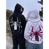 Bărbați Y2K Spider Print Hoodie Femei Hip Hop Punk Manecă lungă Jachetă cu fermoar complet Mantoane Toamnă Iarnă Harajuku Hanorac cu glugă largi