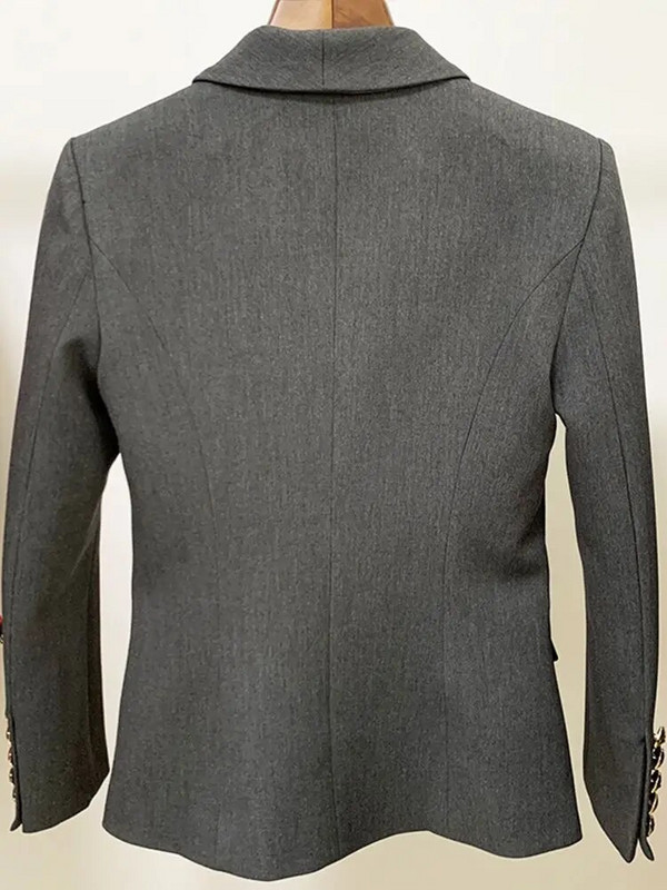 HIGH STREET 2024 Najnovšie dizajnérske sako dámske úzke, dvojradové, s kovovými levími gombíkmi, golierom a šálom