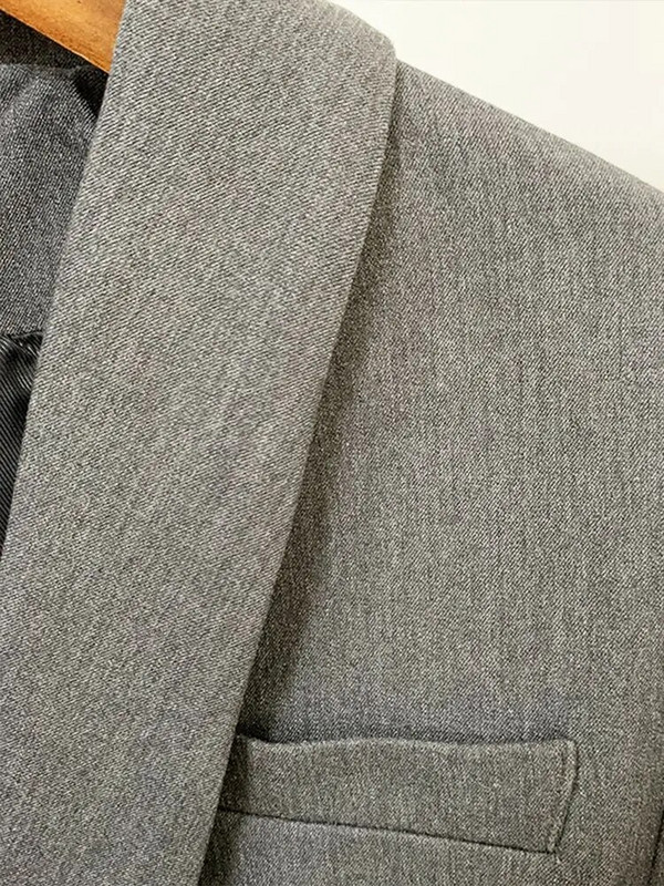 HIGH STREET 2024 Najnovšie dizajnérske sako dámske úzke, dvojradové, s kovovými levími gombíkmi, golierom a šálom