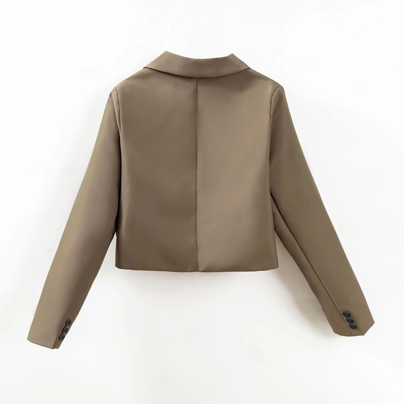 Blazere pentru femei Coreeană decupată de culoare solidă, simplu, cu un singur buton, îmbrăcăminte pentru adolescenți, cu mânecă lungă, jachetă de birou