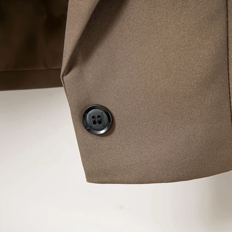 Blazere pentru femei Coreeană decupată de culoare solidă, simplu, cu un singur buton, îmbrăcăminte pentru adolescenți, cu mânecă lungă, jachetă de birou