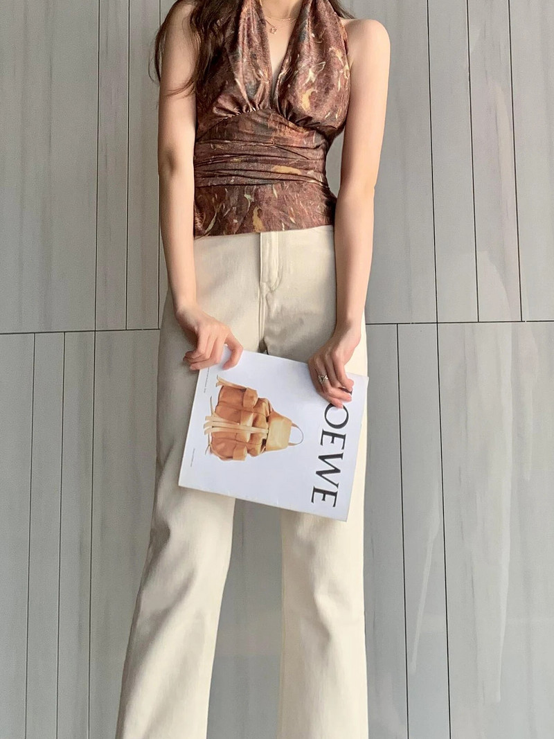 9 ΠΟΝΤΕΣ ΚΡΕΜ ΛΕΥΚΟ ΙΣΙΟ ΠΟΔΙ ΜΑΣΙΦ ΣΤΡΕΤΣ ΤΖΙΝ ΓΙΑ ΓΥΝΑΙΚΕΙΑ CASUAL Y2K PANTALONS JANS - FORGUNROSES