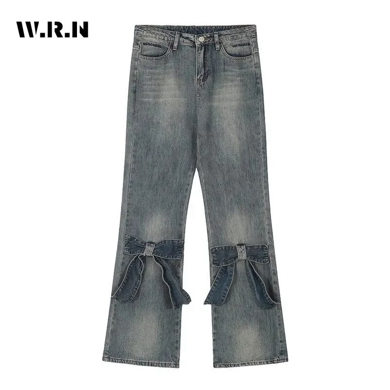 Dámske ležérne džínsy s vysokým pásom a rovným strihom, šnurovacie nohavice American Vintage, široké nohavice v štýle Y2K