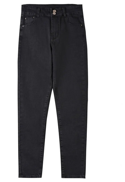 Dámske džínsy s vysokým pásom, jesenné elastické, dvojité gombíky, nové úzke dámske džínsové nohavice s ceruzkami, čierne, sivé, modré