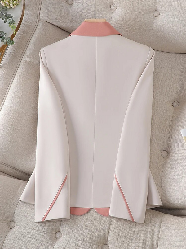 Dámske sako s dlhým rukávom, béžovo-modré, hnedé, dámske, obchodné, pracovné, úzke, na jeseň a zimu