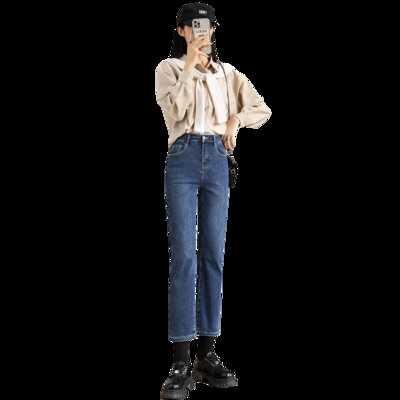 Dámske tmavomodré džínsy pre dievčatá po členky, streetwear s vysokým pásom, kórejská móda, vintage oblečenie, rovné nohavice pre ženy