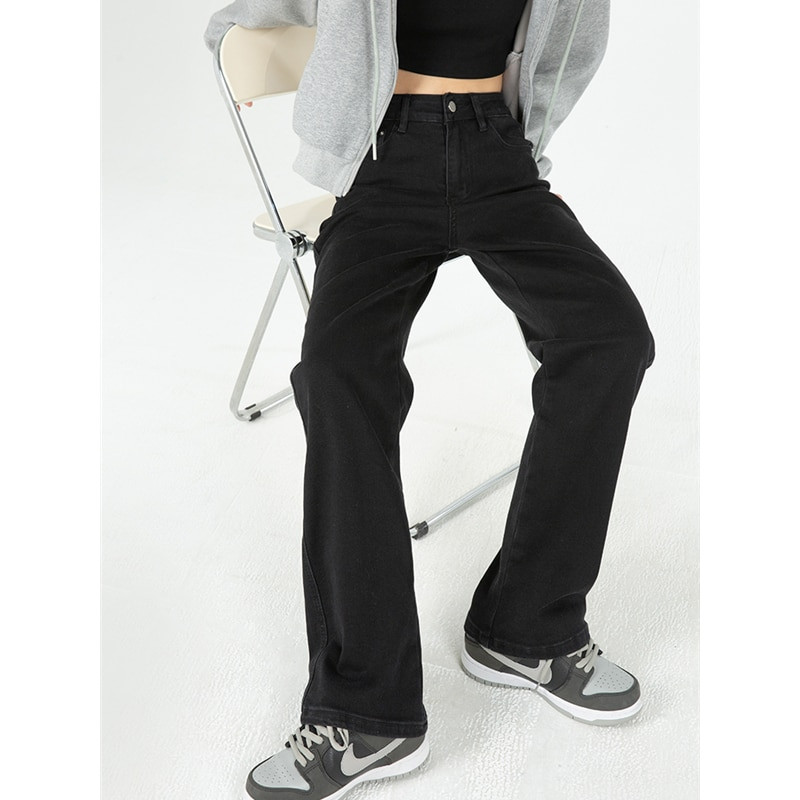 Dámske vintage džínsy s dlhým rukávom, voľné, rovné, s vysokým pásom, streetwear, klasické, ležérne, módne, denimové, so širokými nohavicami