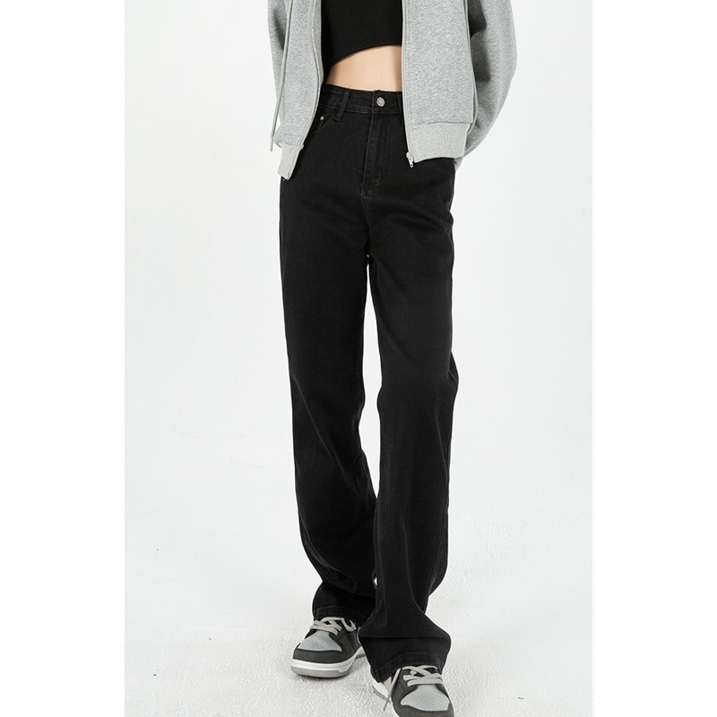 Dámske vintage džínsy s dlhým rukávom, voľné, rovné, s vysokým pásom, streetwear, klasické, ležérne, módne, denimové, so širokými nohavicami