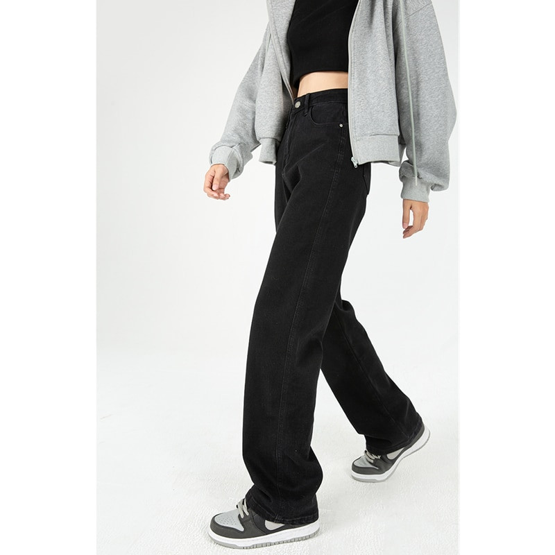 Dámske vintage džínsy s dlhým rukávom, voľné, rovné, s vysokým pásom, streetwear, klasické, ležérne, módne, denimové, so širokými nohavicami