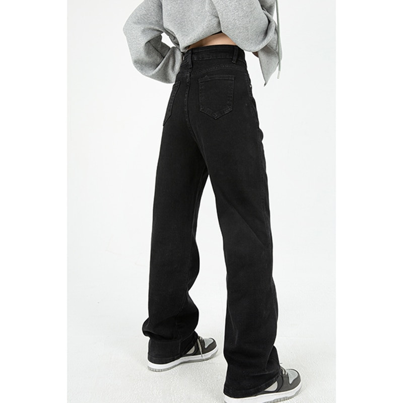 Dámske vintage džínsy s dlhým rukávom, voľné, rovné, s vysokým pásom, streetwear, klasické, ležérne, módne, denimové, so širokými nohavicami