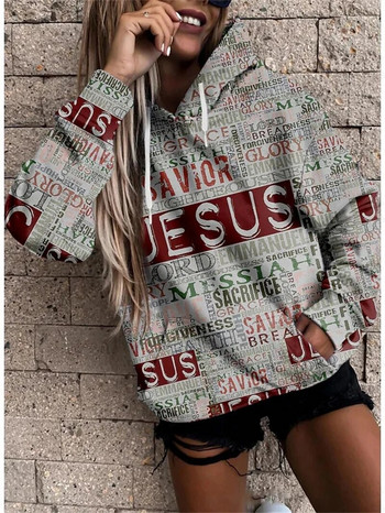 Jesus Christian Hoodies Дамски модни суичъри с качулка Letter Print Sweets Harajuku Coats Дамски суичър Пуловери за фитнес Дамско облекло