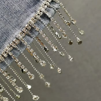 Γυναικείο παντελόνι με ψηλόμεσο Stretch Pearl Denim Άνοιξη 2023 Νέο Γυναικείο τζιν με διαμάντια με καρφώματα με λεπτή εφαρμογή