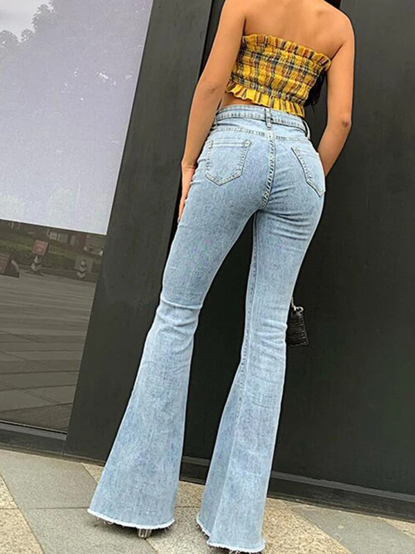Pantaloni de blugi evazați Pantaloni de damă vintage denim y2k Blugi de femei cu talie înaltă Moda Pantaloni elastici înalți și subțiri Streetwear blugi retro
