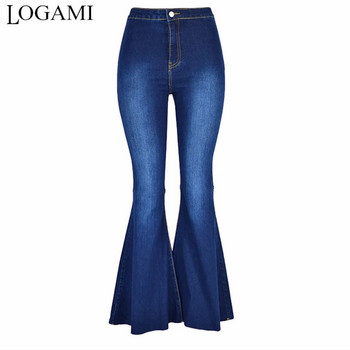 LOGAMI High Waist Big Flare Jeans Woman Elastic Skinny Denim Παντελόνι Γυναικείο Vintage Jeans Καλοκαίρι Φθινόπωρο