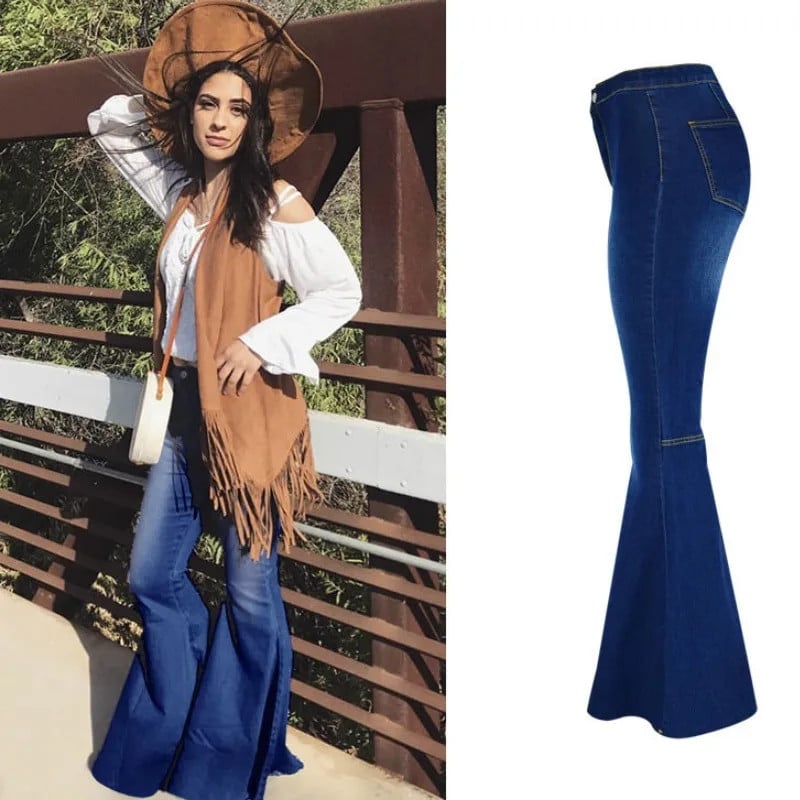 LOGAMI Dámske vintage džínsy s vysokým pásom, rozšírené, elastické, úzke, džínsové nohavice, leto a jeseň