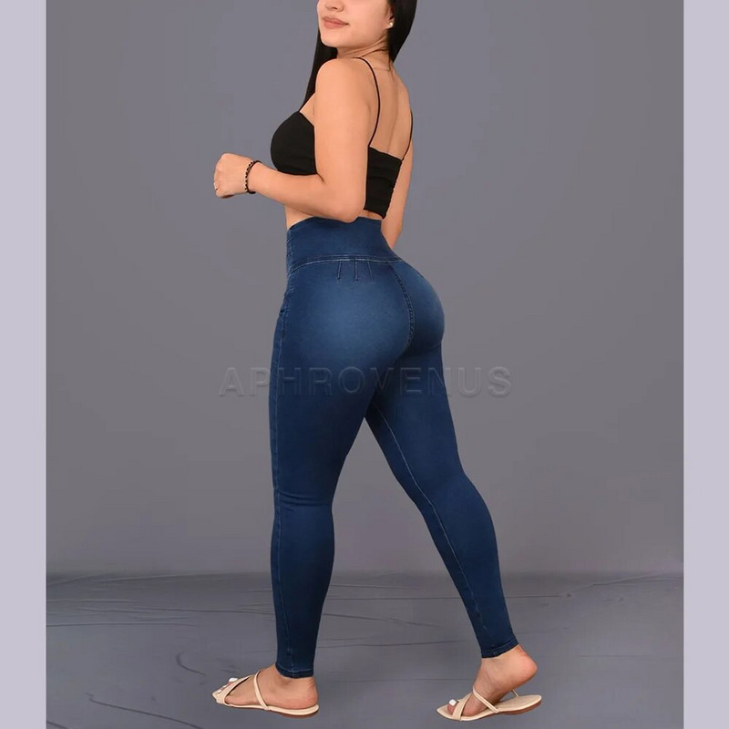Dámske módne tenké nohavice s elastickými nohavicami, voľnočasové nohavice, legíny s vysokým pásom, úzke džínsy s výstuhom na zadok, dámske oblečenie