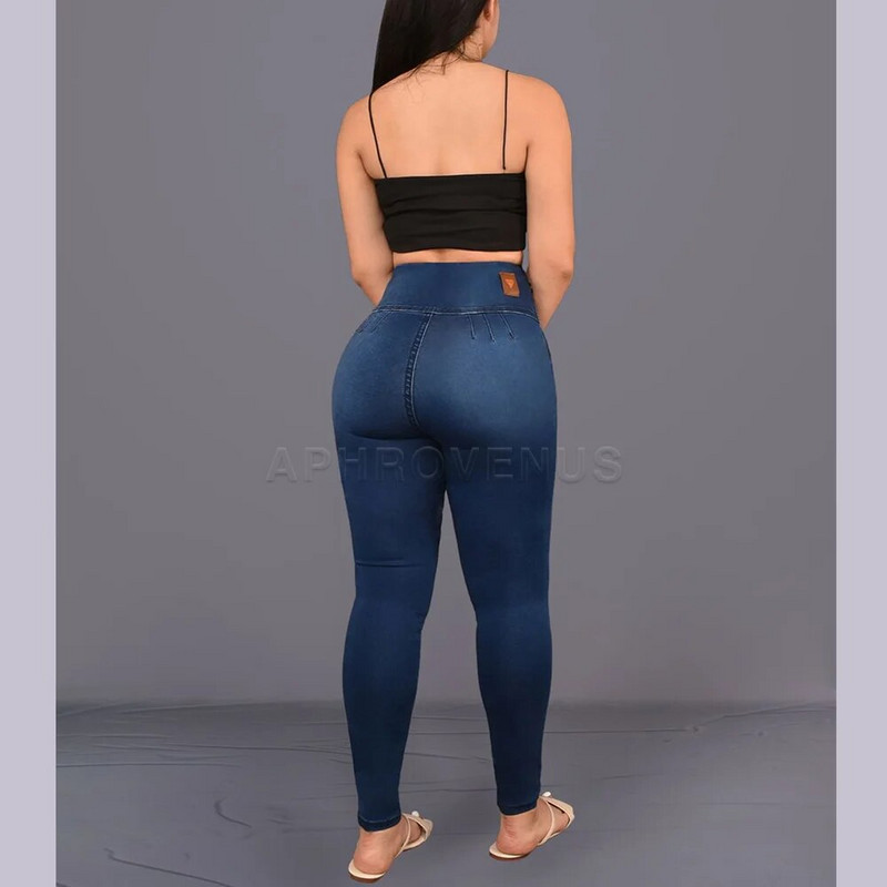 Dámske módne tenké nohavice s elastickými nohavicami, voľnočasové nohavice, legíny s vysokým pásom, úzke džínsy s výstuhom na zadok, dámske oblečenie